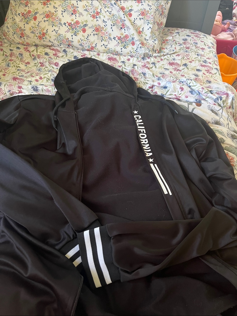 California Printed Black Men's Hoodie Jacket